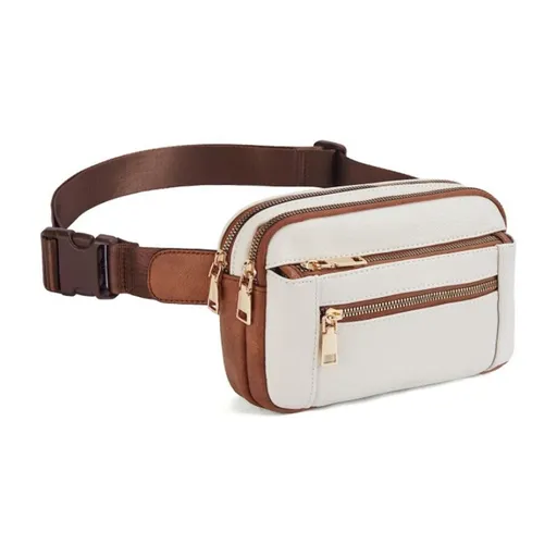 Packs for Women Cross Body Leather Belt Bag Fashionable with Adjustable Strap, Adjustable Strap Fashion Leather Waist Packs, Beige Brown