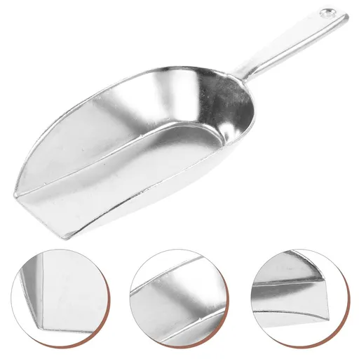 Lightweight Aluminum Alloy Kitchen Scoop, Plated Silver, Multi-Functional for Kitchen and Ice Shovel