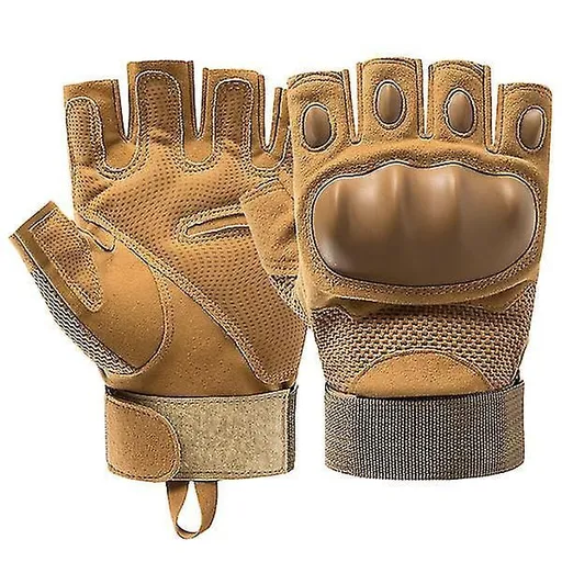 Motorcycle Gloves Fitness Gloves Half-finger Gloves Padded Gloves Gym Gloves - Khaki M