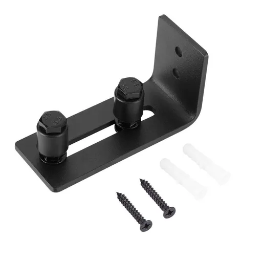Sliding Barn Door Floor Guide Wall Mount Adjustable Double Roller Hardware for Bottom Black with Screws(1 Set)