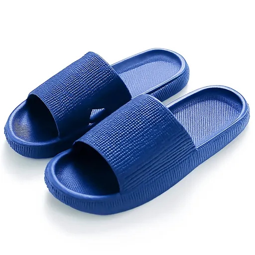 Ultra-Soft Pillow Slides EVA Slippers for Indoor Outdoor Use – Thick Anti-Slip Sole - Blue 44-45