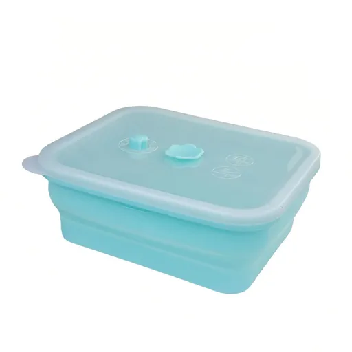 Collapsible Food-Grade Silicone Storage Container with Leakproof Lid, Built-in Date Dial and Steam Vent - Reusable, Microwave-Safe, Freezer-Ready, Perfect for Meal Prep, Leftovers, Picnics and Everyday Freshness (Blue（Square）, 1000ml)