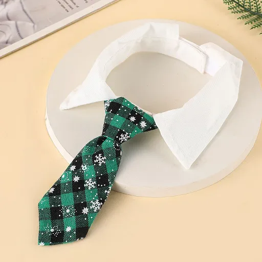 AMOOR Pet Scarf Cartoon Print Polyester Christmas Snowflake Style [Green]