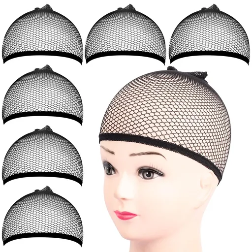 Mesh Wig Cap, 6 Pieces Hair Net for Lace Front Wig Black Net Cap for Women ,Wig Cap for Lace Front Wig (Mesh-Black)