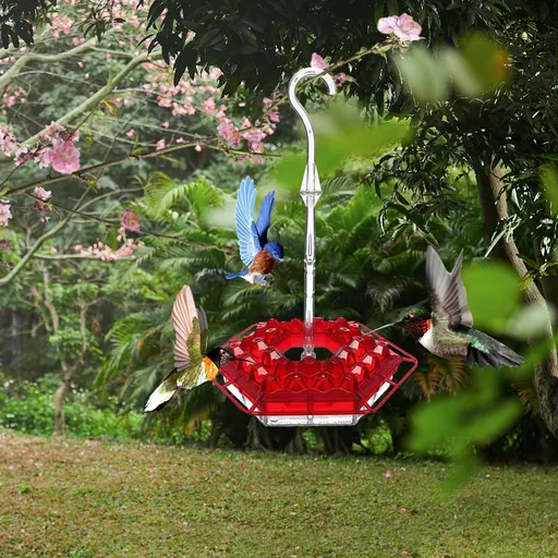 Hummingbird Feeder, Hummingbird Feeder and Built-in Ant Moat, Hummingbird Feeders for Outdoors Hanging Ant and Bee Proof (Red)