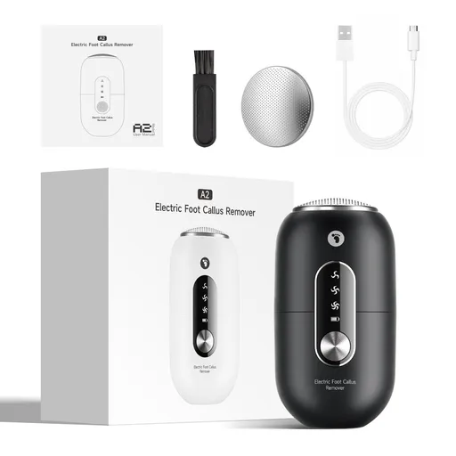 Black 2-in-1 Electric Foot Care Device – Cordless Callus Remover & Skin Polisher with Dual Heads