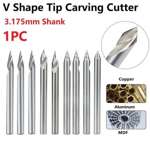 Engraving Bit 3.175Mm Shank V Shape Carving Bits 20-60 Degrees Carbide Cnc Router Bit Tipped 0.1Mm 0.2Mm 0.3Mm Milling Cutter 30Dx0.3 Smile Home 60Dx0.2
