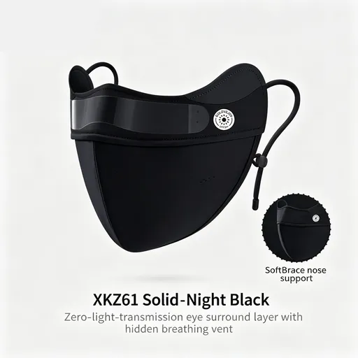 Eye Makeup Friendly Version Night Black One Size | Makeup Safe Sun Protection Mask | Halloween Makeup Essential Gift | No Rub-off UV Block Breathable Face Cover
