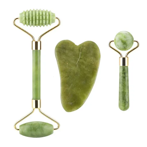 3Pcs Guasha Scraping Massage Tool Set Jade Stone Guasha Board, Used for Face, Neck, Arms, Shoulders, Legs Body Care/Boost