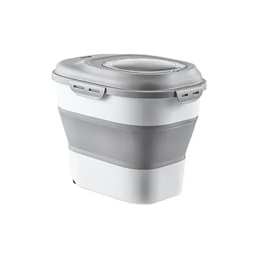 Large Capacity Pet Food Storage Box Foldable Design with Seal Lid - Grey