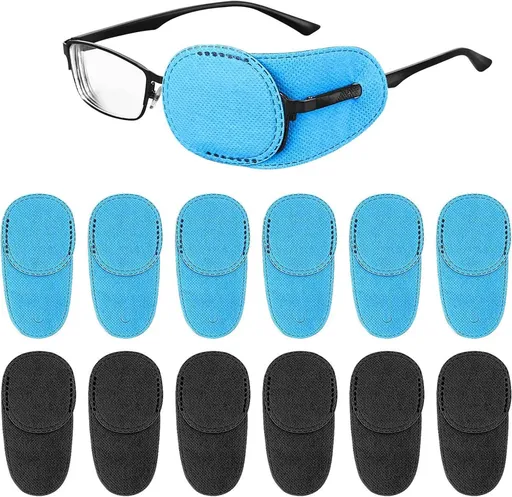 Pack of 12 Eye Patches for Glasses - Reusable Glasses Cases - Non-woven Fabric Eye Patches for Adults and Children - Suitable for lazy eye and strabismus - Left and Right Eye Patch.