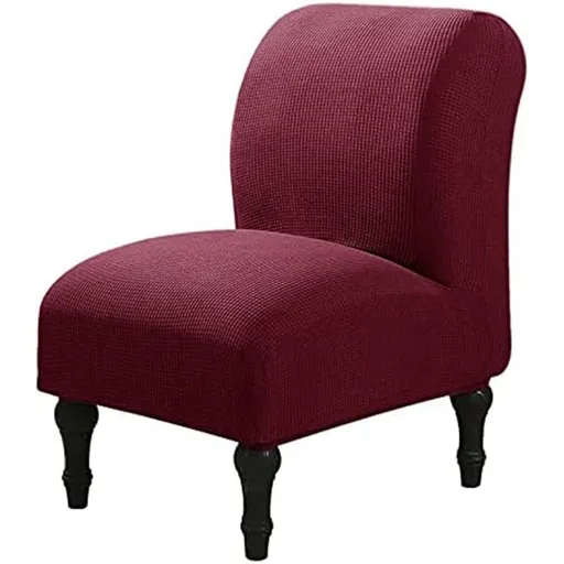 Armless Accent Chair Slipcovers Stretch Red Wine Removable Chair Covers Non Slip Washable Furniture Protector for Home Hotel