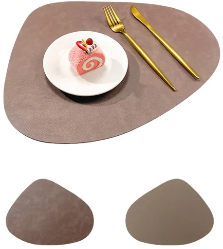 Round, washable, reversible, non-slip, heat-resistant placemats for indoor and outdoor use (set of 4, dark brown)