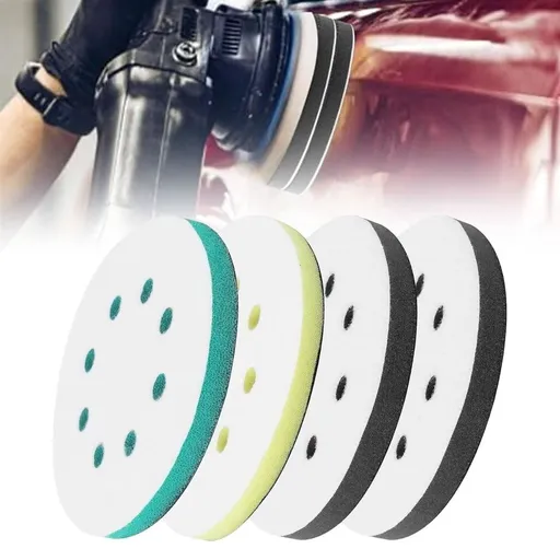 Orbital Sander Pads, Buffing Pads, Soft & High Foam Interface Pad, Orbital Sander Plastic Pad, 4Pcs Buffer Backing Pad for Orbital Sander, Car Woodworking Polishing Pads 5In