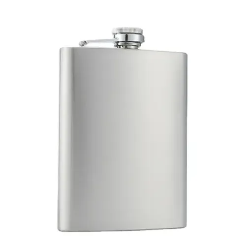 Stainless Steel Hip Flask with Hinged Screw Cap, Leak-Resistant Portable Drink Container for Camping, BBQs and Travel, Silver, 120 mL