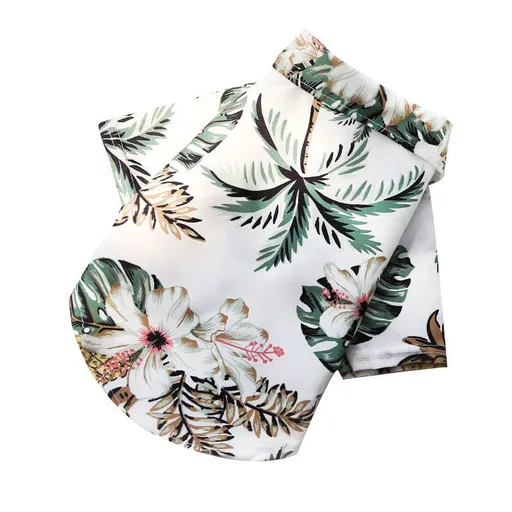 Pet Shirt Shine Polyester Small Medium Coconut Tree Shirt White S (bust 35CM about 1.50 kg-2.50 kg pets)