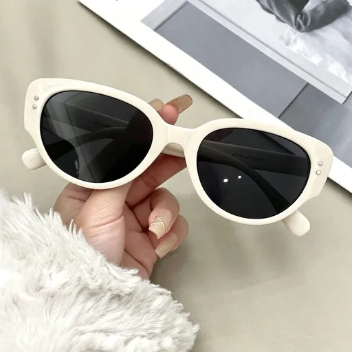 Off-White Frame Gray Lens | UV400 Full-Block Sunglasses | Christmas Soft Daily Gift | Anti-Glare Casual Fashion Sun Glasses