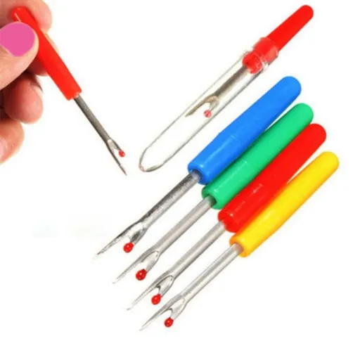 Seam Ripper 4pcs Stitch Eraser Thread Cutter Small Clothes Tag Remover Seam Rippers for Sewing Crafting Thread Removing (4 Colors)