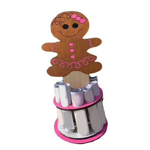 Xmas Money Holder Festive Interesting Wooden Cash Holder Ornament for Holiday Decoration Cookie Girl
