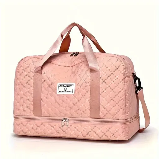 Luxury Oversized Travel Duffel Bag - Durable with Compartments, Wet/Dry Separation, for Travel Adventures & Gym(PINK)