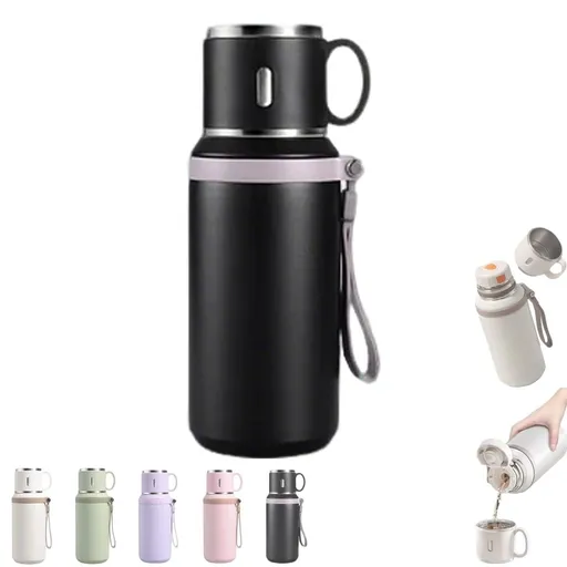 Insulated Water Bottle, 2 In 1 Stainless Vacuum Insulated Bottle With Lidded Cup, Double Wall Vacuum Water Bottle, Leakproof & BPA Free, Portable Large Capacity Coffee Bottles For Travel School