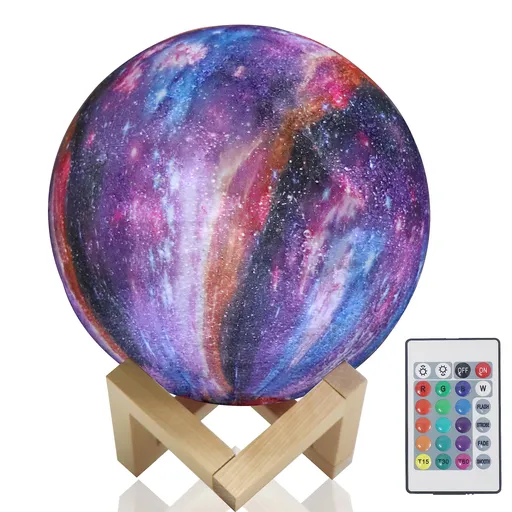Galaxy Moon Lamp,16 Colors 3D Moon Light with Stand,USB Rechargeable & Touch & Remote,Moon Galaxy Night Light Gifts for Birthday
