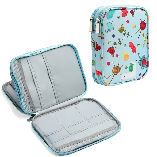Knitting Needle Case, Portable Crochet Needle Case, Travel Organizer Storage Bag for Knitting Needles and Accessories (Bag Only)