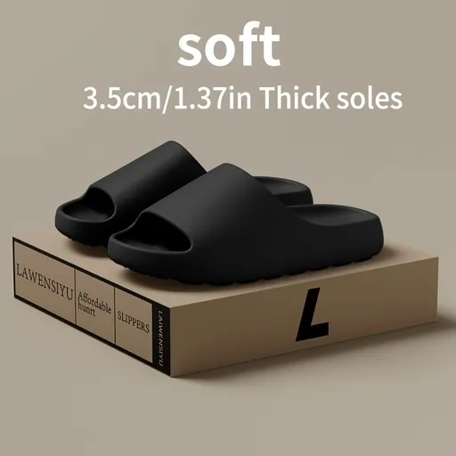 Unisex Soft Thick-Sole Slippers – 3.5cm Cushioned Comfort - Brown - Size 5(AU5/EU36)