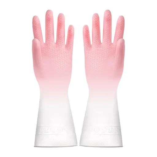 Kitchen Gloves Reusable Tight Fit Multifunctional Dishwashing Cleaning Waterproof Durable Household Gloves Pink