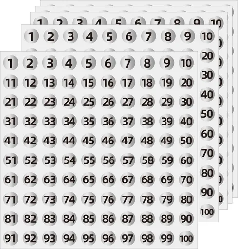 Silver Consecutive Number Stickers 1 to 100, 0.4 inch Round Small Number Stickers Labels for Inventory, Storage, Organizing, Boxes, Bins, Toolbox, Locker (3000 Labels, Matte)