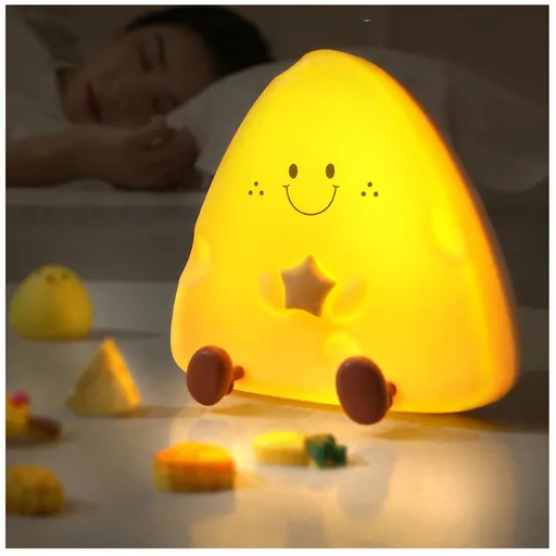 Cheese Night Light, USB Rechargeable Children's Timer with Sleep Long Bright Cartoon LED Indoor Decoration Light,Yellow