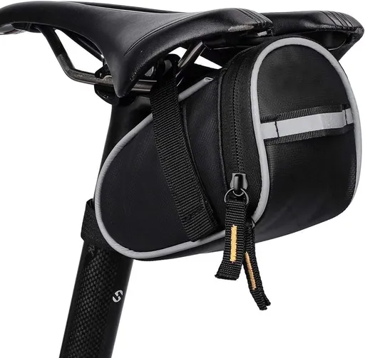 Bicycle Saddle Bag MTB Repair Tool Pouch with Reflective Trim Black