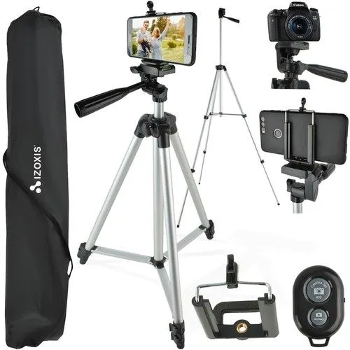 Phone Tripod Black, Mobile Camera Stand & Selfie Stick with Adjustable Height