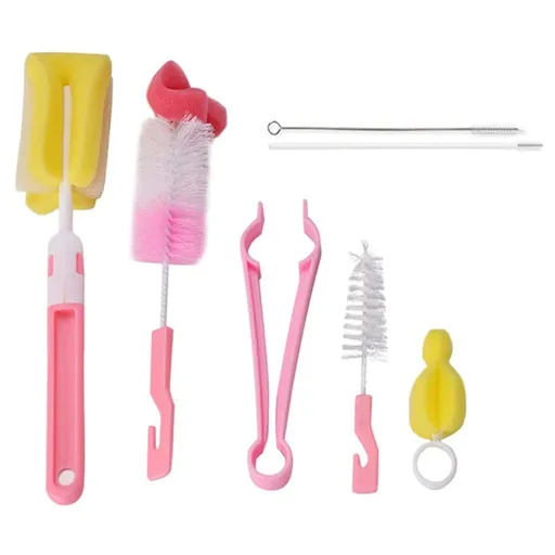 7piece Baby Bottle Brush Baby Bottle Feeding Cup Sponge Cleaning Set Glass Teapot Kitchen Supplies Cleaning Tool
