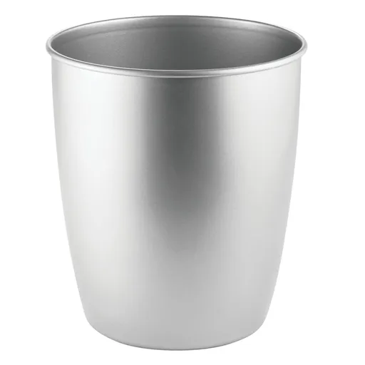 Small Steel Round Trash Can Bucket - 1.5 Gallon Wastebasket, Garbage Container Bin for Bathroom, Powder Room, Bedroom, Kitchen, Home Office - Hamill Collection - Chrome
