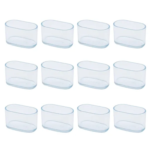 12 Pcs Oval Chair Leg Cap 20 x 40 mm, Flexible Furniture Pad Table Feet Covers Rubber Floor Protector (Transparent)