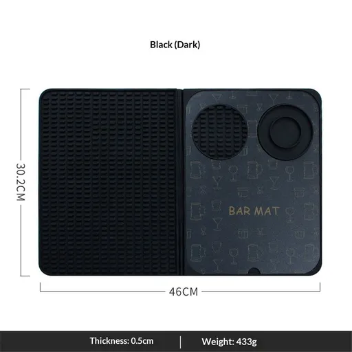 Bar Mat, Bar Accessories, Multifunctional Folding Cocktail Mat with Cutting Board, 18" X 12"(Black) Drying Mats,Bar Mat for Countertop,Bar Decorations for Home, Outdoor Bar Accessories,Travel