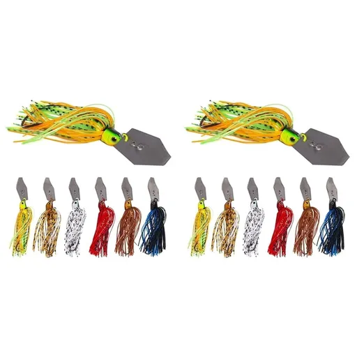 12 Pieces Fishing Lures,Baits Spinner Swim Flipping Bladed Jigs ,Chatter Fish Bait for Salmon Pike Trout Swing Trailers