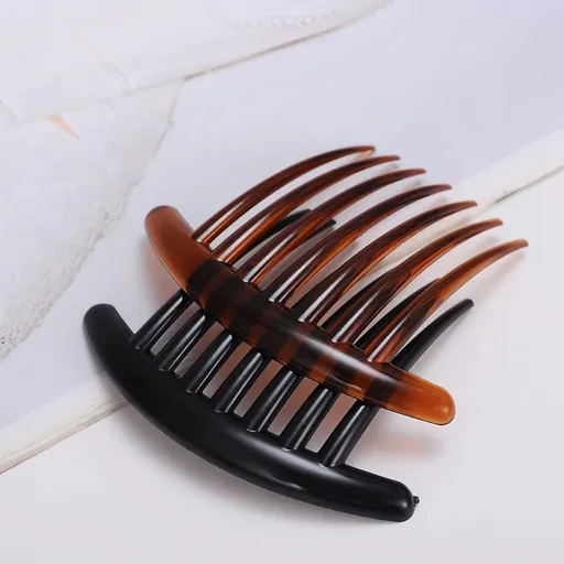 2 Pcs Plastic Hair Side Combs French Twist Comb Tortoise Side Comb Hair Clip Comb Accessories with Seven Teeth for Women Girls