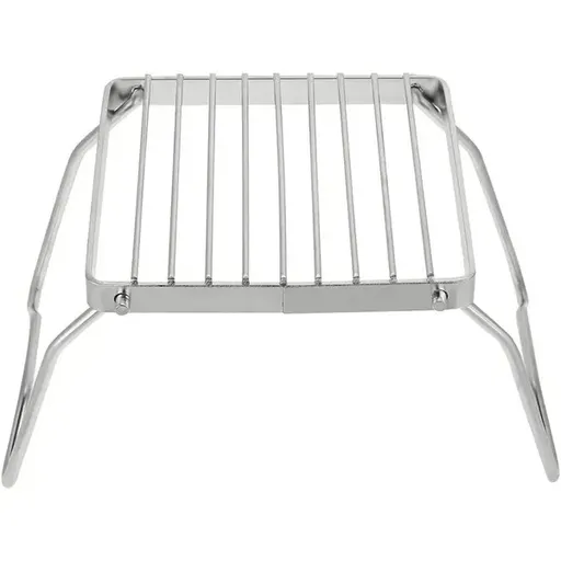 1 Piece Foldable Stainless Steel Campfire Grill Rack, Lightweight Cooking Grate for Camping, Hiking and Picnics, Silver