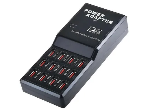 60W 12-Port USB Charging Station for Multiple Devices, Apple & More