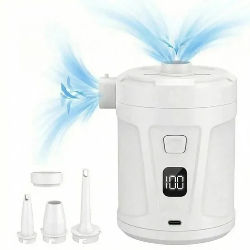 Outdoor Camping Digital Electric Air Pump, 5200mAh Built-in Battery, for Air Mattresses and Swim Rings - White