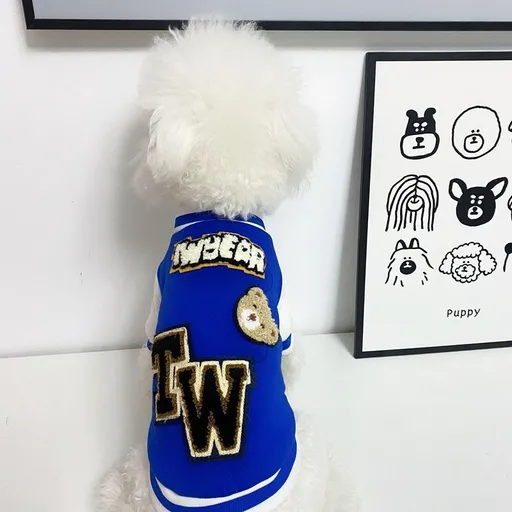 Pet Sweater for Dog and Cat Warm Autumn Winter Clothing Blue Sweatshirt Fabric S bust 35 back length 25