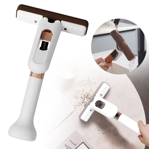 Portable Mini Cleaning Mop, Mini Sponge Mop, Wet and Dry Use Cleaning System, Mini Mop for Bathroom, Kitchen, Desktop, Glass, Living Room, Car (1 Sponge Head + 1 Squeeze Handle)