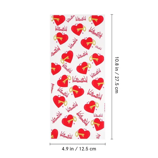 120 Pcs Multi-Color Heart Candy Bags, Clear OPP Packaging for Valentine's Day Party Favors, Wrapping Supplies
