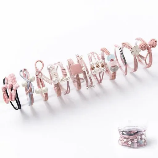 Women Elastic Hair Band Ponytail Holder Girl Rubber Rope Ties Gum Headwear Craft - Pink