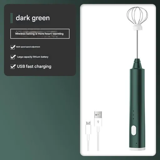 Green Cordless Egg Beater & Cream Whipper - USB Powered Hand Mixer(Balloon Head)