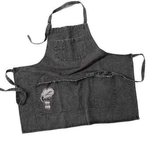 Denim Apron With 5 Pockets for Kitchens,Hairstylist Aprons for Women Men,Adjustable Bib Jean Apron for Arts Cafe Work