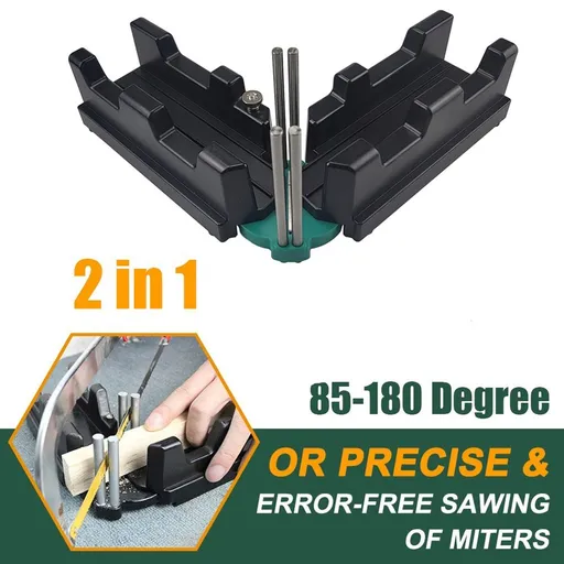 Multi-Angle Miter Cutting Guide Tool for Woodworking, Home Improvement, and DIY Projects, Adjustable Angle Saw Guide for Precision Trimming and Framing Work (Black)