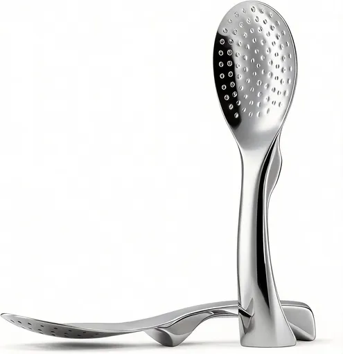 18/8 Stainless Steel Rice Paddle, Non-Stick Rice Spoon, Mirror Finish, Stand-Up Design, Serving Spoon for Kitchen- 7.9-inch Long
